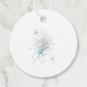 Blue Bow Wildflower Baby Shower Thank You フェイバータグ (裏面)