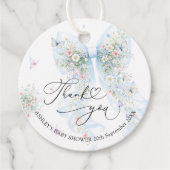 Blue Bow Wildflower Baby Shower Thank You フェイバータグ (正面)