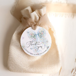 Blue Bow Wildflower Baby Shower Thank You フェイバータグ