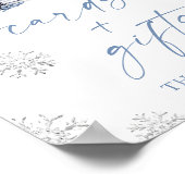 Blue Bow Winter Books Baby Shower Cards & Gifts ポスター (角)