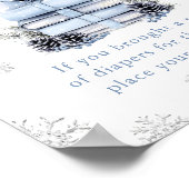 Blue Bow Winter Books Baby Shower Diaper Raffle  ポスター (角)