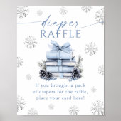 Blue Bow Winter Books Baby Shower Diaper Raffle  ポスター (正面)