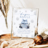 Blue Bow Winter Books Baby Shower Diaper Raffle  ポスター