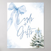 Blue Bow Winter SnowflakeBaby Shower Cards & Gifts ポスター (正面)