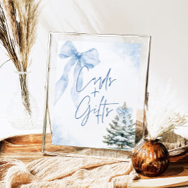 Blue Bow Winter SnowflakeBaby Shower Cards & Gifts ポスター
