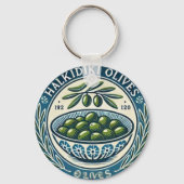 Blue Bowl Greek Olive Picture Design キーホルダー (裏面)