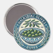 Blue Bowl Greek Olive Picture Design マグネット (正面/裏面)