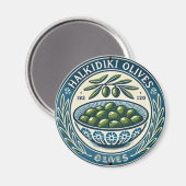 Blue Bowl Greek Olive Picture Design マグネット (正面/裏面)