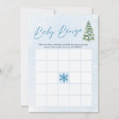 Blue Bows Christmas Baby Bingo Baby Shower Game 招待状 (正面)