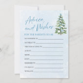 Blue Bows Christmas Baby Shower Advice and Wishes 招待状 (正面)