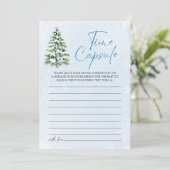 Blue Bows Christmas Baby Shower Time Capsule Game 招待状 (スタンド正面)