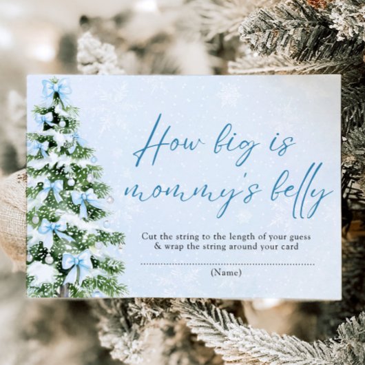 Blue Bows Christmas How Big is Mommy's Belly Game 招待状