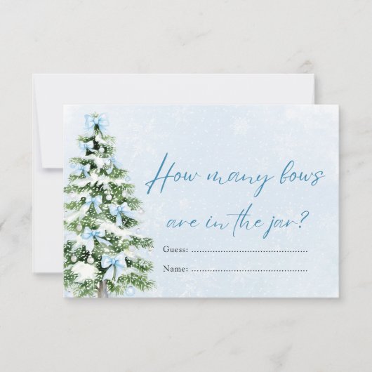 Blue Bows Christmas How Many Bows Baby Shower Game 招待状 (正面)