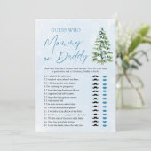 Blue Bows Christmas Tree Guess Who Mom or Dad Game 招待状 (スタンド正面)