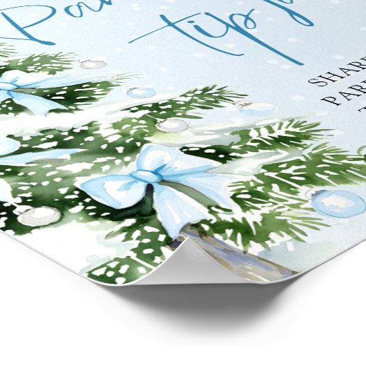 Blue Bows Christmas Tree Parenting Tip Jar Game ポスター (角)