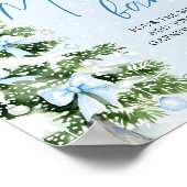 Blue Bows Christmas Tree Snowflake Momosa Bar Sign ポスター (角)