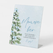 Blue Bows Christmas Tree Snowflake Momosa Bar Sign 台座サイン (正面)