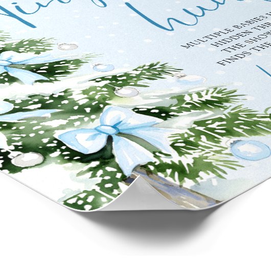 Blue Bows Christmas Tree Tiny Baby Hunt Game ポスター (角)