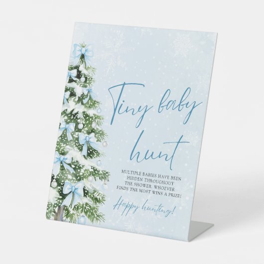 Blue Bows Christmas Tree Tiny Baby Hunt Game 台座サイン (正面)