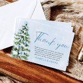 Blue Bows Christmas Tree Winter Thank you card サンキューカード