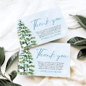 Blue Bows Christmas Tree Winter Thank you card サンキューカード