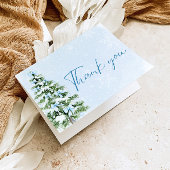 Blue Bows Christmas Tree Winter Thank you card サンキューカード