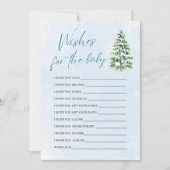 Blue Bows Christmas Wishes For Baby Advice Game 招待状 (正面)