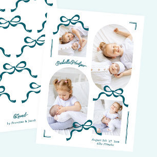 blue bows collage 4フォト写真photo boyベビー 案内状