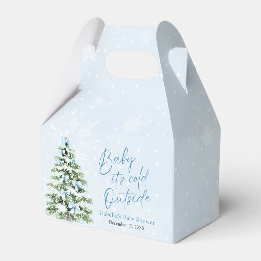 Blue Bows Girl Baby It's Cold Outside Baby Shower フェイバーボックス (裏面サイド)