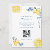 Blue Bows & Lemons Italian QR Code Wedding 招待状 (裏面)