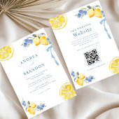 Blue Bows & Lemons Italian QR Code Wedding 招待状