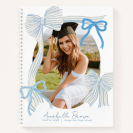 Blue Bows Photo Graduation Guest Book ノートブック