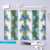BLUE BOWS STRIPES & GREEN GARLAND 薄葉紙 (クラフト)