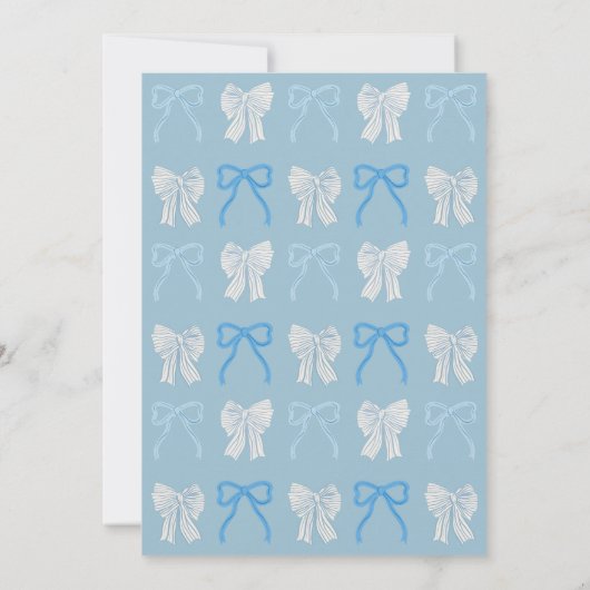Blue Bows Tying the Knot Bridal Shower 招待状 (裏面)