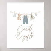 Blue Boy Baby Clothes Baby Shower Cards and Gifts ポスター (正面)