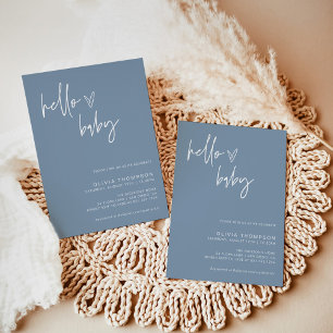 Blue Boy Baby Shower Modern Blue Boy Invitation 招待状