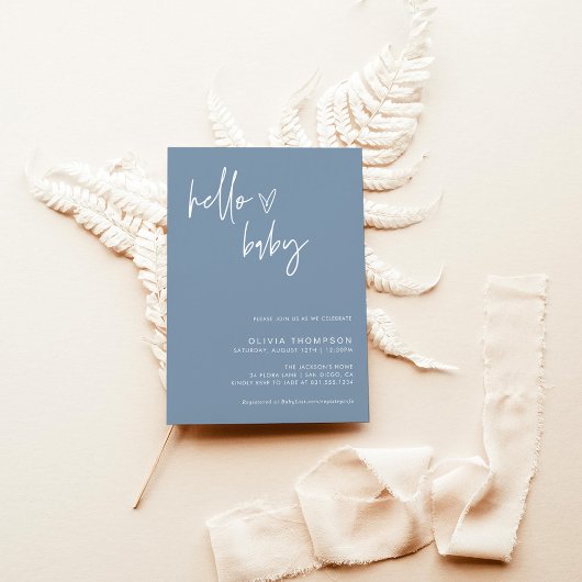 Blue Boy Baby Shower | Modern Blue Boy Invitation 招待状