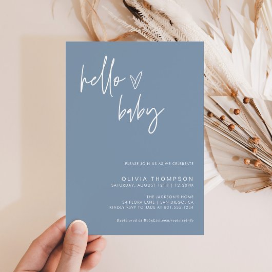 Blue Boy Baby Shower | Modern Blue Boy Invitation 招待状