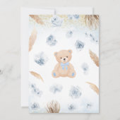 Blue Boy Bear Boho Baby Shower 招待状 (裏面)