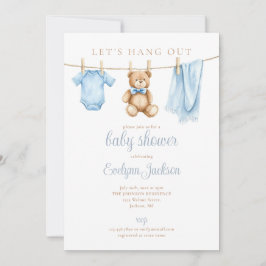 Blue Boy Clothesline Baby Shower All In One 招待状