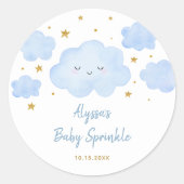 Blue Boy Cloud Stars Baby Sprinkle ラウンドシール (正面)