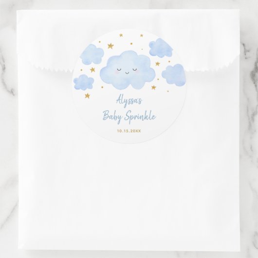 Blue Boy Cloud Stars Baby Sprinkle ラウンドシール (バッグ)