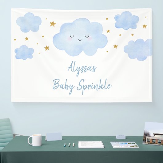Blue Boy Cloud Stars Baby Sprinkle 横断幕 (トレードショー)