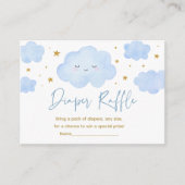 Blue Boy Cloud Stars Baby Sprinkle Diaper Raffle エンクロージャーカード (正面)