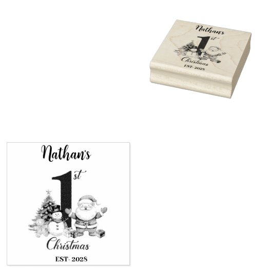 Blue Boy First Christmas  ラバースタンプ (押印)