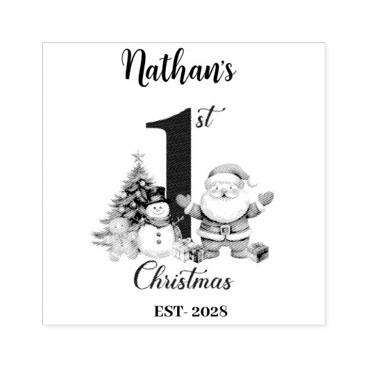 Blue Boy First Christmas ラバースタンプ (インプリント)