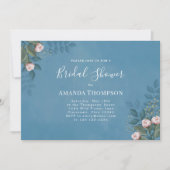 Blue Bridal Shower Elegant Floral Custom 招待状 (正面)