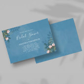 Blue Bridal Shower Elegant Floral Custom 招待状