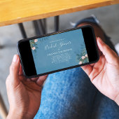 Blue Bridal Shower Elegant Floral Custom 招待状