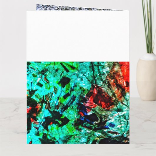 Blue bright Folded Greeting Card,blue abstractness カード (裏面)